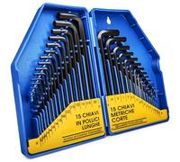 S&R Chiavi a Brugola - Set Brugole Metriche e in Pollici e Lunghe e Corte. Kit Brugole di 30 Chiavi Esagonali Allen da 0,7 a 10mm per Bici, Moto Auto, Mobili, Elettrodomecisti.