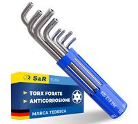 S&R Chiavi Torx con Foro. Set 8 Chiavini francesi Allen Brugole a Stella Forate
