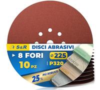 S&R Dischi Abrasivi 225mm Grana 320-10pz per Levigatrice Muro Giraffa