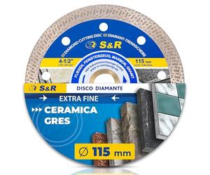 S&R Disco Diamantato 115mm Piastrelle Super Sottile, Disco diamante 115 Piastrelle/Gres/Marmo/Granito/Ceramica. Taglio 1,5 mm