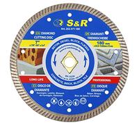 S&R Disco Diamantato 180 x 10 x 22,2/15,88 mm per Calcestruzzo Cemento Mattoni Muratura Piastrelle. Foro per Rombo e Riduttore. Disco per Smerigliatrice, Flex, Seghe da Tavola.
