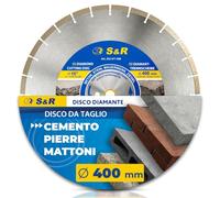 S&R Disco diamantato 400 mm Calcestruzzo. Disco Smerigliatrice 400 per troncare tagliare Calcestruzzo, Pietra, Mattoni Muratura