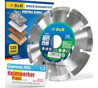 S&R Disco Diamantato Smerigliatrice 125 Gres Porcellanato Cemento Marmo Granito Pietra Mattoni. Disco da taglio diamante 125mm Qualità Industriale