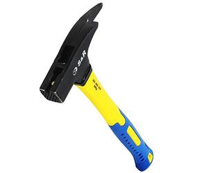 S&R Martello da Carpentiere Muratore con Peso in Testa 600gr. e Peso Totale 975gr. Testa con Calamita Tirachiodi in Acciao Inox C50