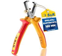 S&R Pinza Spelafili e Strippaggio cavi. Pinza Elettricista 160mm isolata 1000V VDE. Utensile Elettricista Professionale