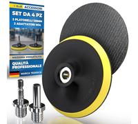 S&R Platorello 125 mm Set 4 Pezzi - 2x Platorelli Velcrati + 2x Adattatori M14 | Piastre Supporto Per Trapano e Smerigliatrice Angolare | Supporto per Dischi Abrasivi Qualità Professionale