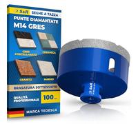 S&R Punta Diamantata per Gres 100mm. Foretto Diamantato 100mm - M14 per Smerigliatrice. Sega a Tazza Diamantata 100 mm per Gres Porcellanato, Piastrelle, Ceramica, Marmo, Granito, Pietra.
