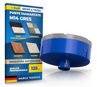 S&R Punta Diamantata per Gres 125mm. Foretto Diamantato 125mm - M14 per Smerigliatrice. Sega a Tazza Diamantata 125 mm per Gres Porcellanato, Piastrelle, Ceramica, Marmo, Granito, Pietra.