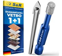 S&R Punta Diamantata per Gres 6mm con Punta Centraggio Guida. Foretto Diamantato