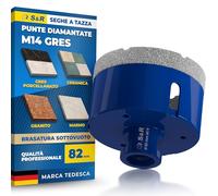 S&R Punta Diamantata per Gres 82mm. Foretto Diamantato 82mm - M14 per Smerigliatrice. Sega a Tazza Diamantata 82 mm per Gres Porcellanato, Piastrelle, Ceramica, Marmo, Granito, Pietra.