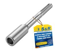 S&R Punta per Chiodi da Terra SDS-Max 250x20mm Acciaio 40Cr Temprato | Inseritore per Picchetti a Terra · Acciaio 40CrMo Temprato Forgiato a Stampo · Driver ideale per Messa a Terra e Recinzioni