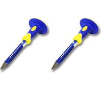 S&R Scalpello da Muratore a Punta con Paracolpo 295 x 4 mm, 40CRV, 52-58 HRC. Per Pietra, Piastrelle, Calcestruzzo, Muratura, Pavimenti. Impugnatura Antiscivolo (Confezione da 2)