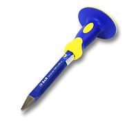 S&R Scalpello da Muratore a Punta con Paracolpo 295 x 4 mm, 40CRV, 52-58 HRC. Per Pietra, Piastrelle, Calcestruzzo, Muratura, Pavimenti. Impugnatura Antiscivolo