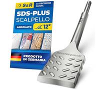 S&R Scalpello SDS-plus 250x50mm. Scalpello per piastrelle Angolato 12°. | Scalpello a Spatola 50mm 12° · MADE IN GERMANY · Qualità Industriale · Rimozione Rapida di Piastrelle da Pavimento e Parete