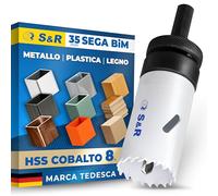 S&R Sega a Tazza BIM 35 mm per Trapano - Acciaio HSS M42 con 8% Cobalto - Sega Bi-Metallo con Taglio Profondo 48 mm - Per Metallo, Inox, Legno, Plastica, MDF, Laminato - Fori Puliti e Precisi