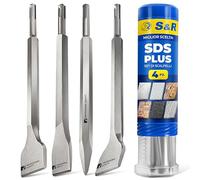 S&R Set di 4 Scalpelli SDS-Plus per Piastrelle Muratura e Calcestruzzo | Scalpello SDS PLUS per Martello perforatore · Compatibile con Bosch e Dewalt · Acciaio Temprato di alta qualità · Lunghi 25cm