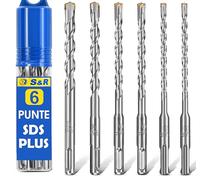S&R Set Punte Trapano SDS-Plus a 4 Taglienti - 6 Punte per CEMENTO ARMATO e Muratura. Ø 6/8/10/12 x 16cm. Punte Professionali per Trapani di Tutte le Marche.