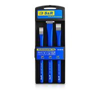 S&R Set Scalpelli per Meccanico e Muratore. Set 3 scalpelli a freddo piatti a mano 16 x 170, 12 x 150, 10 x 140 mm.