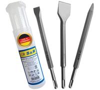 S&R Set Scalpelli SDS-plus MADE IN GERMANY per Piastrelle Pavimento Muro con Scalpello CURVO - Qualità Industriale per Martelli e Trapani SDS-Plus