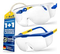 S&R Sovraocchiali e Occhiali Protettivi da Lavoro 2 PAIA. Certificati in Italia EN 166, ANSI Z87.1 Occhiali di Sicurezza in Policarbinato anti-UV e Antigraffio. Set Resistente e Leggero.