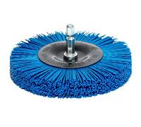 S&R Spazzola per Trapano e Smerigliatrice in Nylon MORBIDA per pulire e lucidare Legno Ferro Metalli Acciaio Fughe Piastrelle Pavimenti. Spazzola rotonda 100 mm Codolo esagonale 1/4" (6,35 mm)