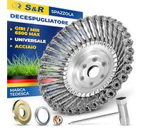 S&R Testina Spazzola Decespugliatore Acciaio PREMIUM 200mm Disco Tosaerba in Acciaio per Erbacce Erba Prato con Foro 25,4 mm