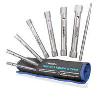 S&R WERKFIX Set 7 Chiavi a Tubo da 6/7, 8/9, 10/11, 12/13, 14/15, 16/17, 18/19 mm. Chiavi a Tubo Esagonali per Dadi con Barra di Montaggio. Qualità Industriale. Borsa da Trasporto Resistente.