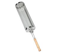 S Rolling Grill Basket Manico In Legno Rimovibile Maglia In Acciaio Barbecue Cilindro Gabbia Per Gamberetti Carne Verdura Cucina All'aperto Campeggio