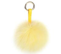 S.ROMZA Pom Pom Portachiavi Fluffy Vera Pelliccia di Volpe Ball Portachiavi per le Donne Borsa auto chiave Charms (giallo)