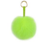 S.ROMZA Portachiavi con pompon in finta pelliccia artificiale portachiavi soffice portachiavi in peluche Pom Pom Bag Charm per borsa a mano ciondolo porta chiavi da donna (Verde fluorescente)