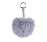 S.ROMZA Portachiavi con pompon in finta pelliccia artificiale portachiavi soffice portachiavi in peluche Pom Pom Bag Charm per borsa a mano ciondolo porta chiavi da donna (grigio chiaro)