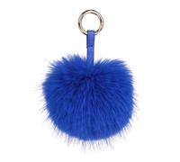 S.ROMZA Portachiavi con pompon in finta pelliccia artificiale portachiavi soffice portachiavi in peluche Pom Pom Bag Charm per borsa a mano ciondolo porta chiavi da donna (Blu scuro)