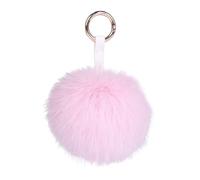 S.ROMZA Portachiavi con pompon in finta pelliccia artificiale portachiavi soffice portachiavi in peluche Pom Pom Bag Charm per borsa a mano ciondolo porta chiavi da donna (Rosa loto)