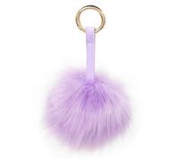 S.ROMZA Portachiavi con pompon in finta pelliccia artificiale portachiavi soffice portachiavi in peluche Pom Pom Bag Charm per borsa a mano ciondolo porta chiavi da donna (Viola Chiaro)