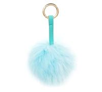 S.ROMZA Portachiavi con pompon in finta pelliccia artificiale portachiavi soffice portachiavi in peluche Pom Pom Bag Charm per borsa a mano ciondolo porta chiavi da donna (azzurro chiaro)
