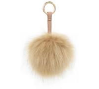 S.ROMZA Portachiavi con pompon in finta pelliccia artificiale portachiavi soffice portachiavi in peluche Pom Pom Bag Charm per borsa a mano ciondolo porta chiavi da donna (khaki)