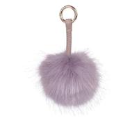 S.ROMZA Portachiavi con pompon in finta pelliccia artificiale portachiavi soffice portachiavi in peluche Pom Pom Bag Charm per borsa a mano ciondolo porta chiavi da donna (grigio)