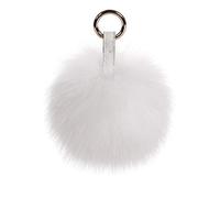 S.ROMZA Portachiavi con pompon in finta pelliccia artificiale portachiavi soffice portachiavi in peluche Pom Pom Bag Charm per borsa a mano ciondolo porta chiavi da donna (Bianco)