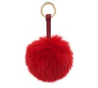 S.ROMZA Portachiavi con pompon in finta pelliccia artificiale portachiavi soffice portachiavi in peluche Pom Pom Bag Charm per borsa a mano ciondolo porta chiavi da donna (Rosso)
