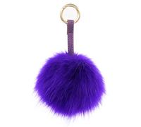 S.ROMZA Portachiavi con pompon in finta pelliccia artificiale portachiavi soffice portachiavi in peluche Pom Pom Bag Charm per borsa a mano ciondolo porta chiavi da donna (Viola scuro)