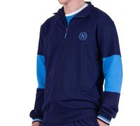 S.S.C. Napoli, Parte sopra Homewear con Zip in French Terry, 100% Cotone, Blu Navy con Dettagli Azzurri, Unisex