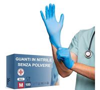 S&S Medical 100 Guanti NITRILE MONOUSO Resistenti senza polvere Dispositivo Medico ipoallergenici senza lattice | Medici Chef Estetisti Tatuatori Uso Alimentare | Varie Taglie Disponibili (Blu, M)