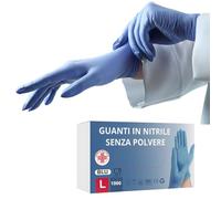S&S-Medical Guanti in Nitrile Blu Senza Polvere monouso Resistenti Ipoallergenici Senza Lattice Dispositivo Medico | Uso Professionale Alimentare Medic Alimentare Tatuatori Chef | S M L XL (1000, L)