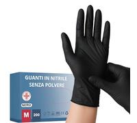 S&S-Medical Guanti in Nitrile Neri Senza Polvere monouso Resistenti Ipoallergenici Senza Lattice Dispositivo Medico | Uso Professionale Alimentare Medic Alimentare Tatuatori Chef | S M L XL (200, M)