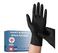 S&S-Medical Guanti in Nitrile Neri Senza Polvere monouso Resistenti Ipoallergenici Senza Lattice Dispositivo Medico | Uso Professionale Alimentare Medic Alimentare Tatuatori Chef | S M L XL (100, M)