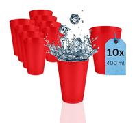 S&S-Shop 10 bicchieri in plastica dura, 400 ml, rossi, ecologici, riutilizzabili, per cocktail, campeggio, stoviglie per bambini, JGA, bicchieri impilabili, bicchieri per feste