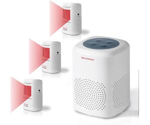 S SELDORAUK Allarme per cani barking, rilevatore di movimento, 110 dB, 6 abbaie, senza fili, infrarossi, promemoria visitatori, deterrente ladri, animali selvatici, per cortile, casa (1 ricevitore + 3