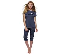 S& SENSIS Pigiama Donna Lungo/Corto Cotone, Blu Pinocchietto, S