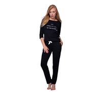 S& SENSIS Pigiama Donna Lungo/Corto Cotone, Nero Scritta, M