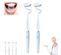S Shaped Toothbrush, Multi-Functional S-Shaped Toothbrush, Scientific Vertical Brush Comprehensive Care for Teeth and Gums, Ultra-Clean Adult Soft toothbrushes (2*Blue)